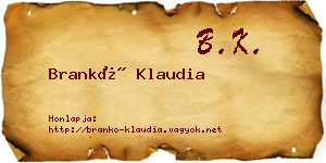 Brankó Klaudia névjegykártya